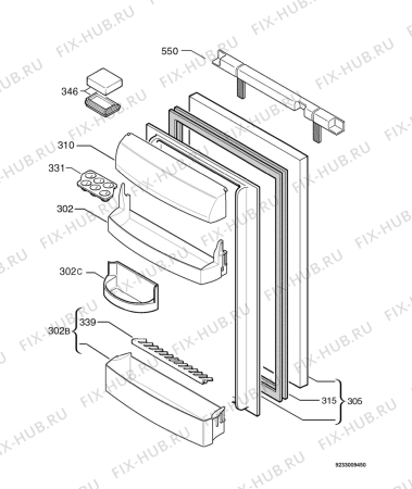 Взрыв-схема холодильника Juno Electrolux JKU6438 - Схема узла Door 003